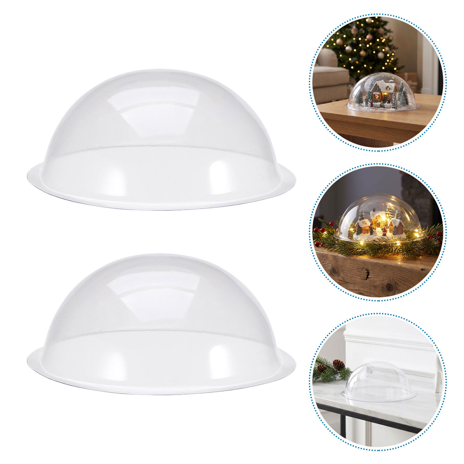 Plastic Dome Clear - 18 Stück durchsichtige Kunststoff-Schneekugel-Gehäuse, halbkugelförmige, befüllbare
